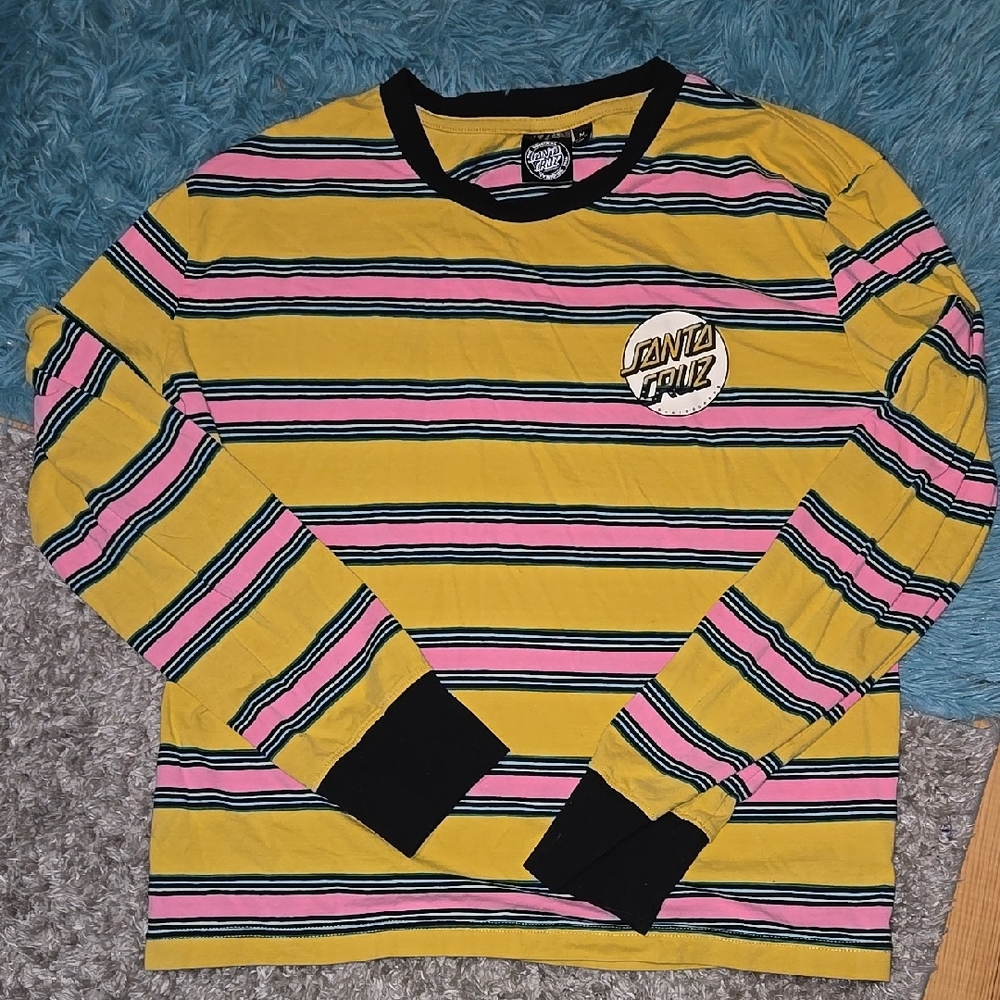 Santa Cruz Skateboards Yellow and Pink Long Sleeve Tee